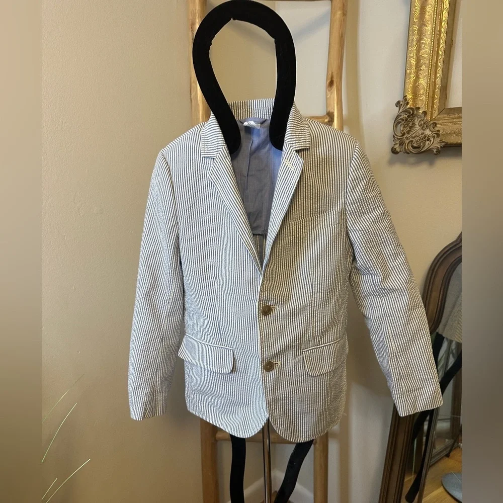 Crewcuts Seersucker Kids Blazer Preppy Resort Formal Old Money Sz 8 - Picture 2 of 10